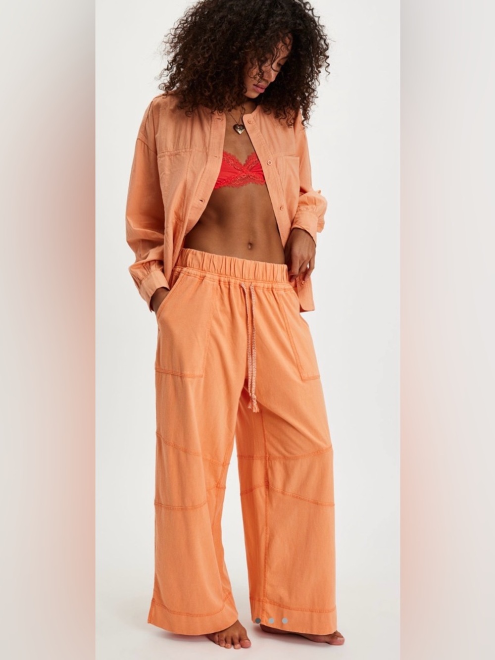 NWT Free People M Intimately Golden Hour House Pant in Melon Orange 🍊 New Lounge